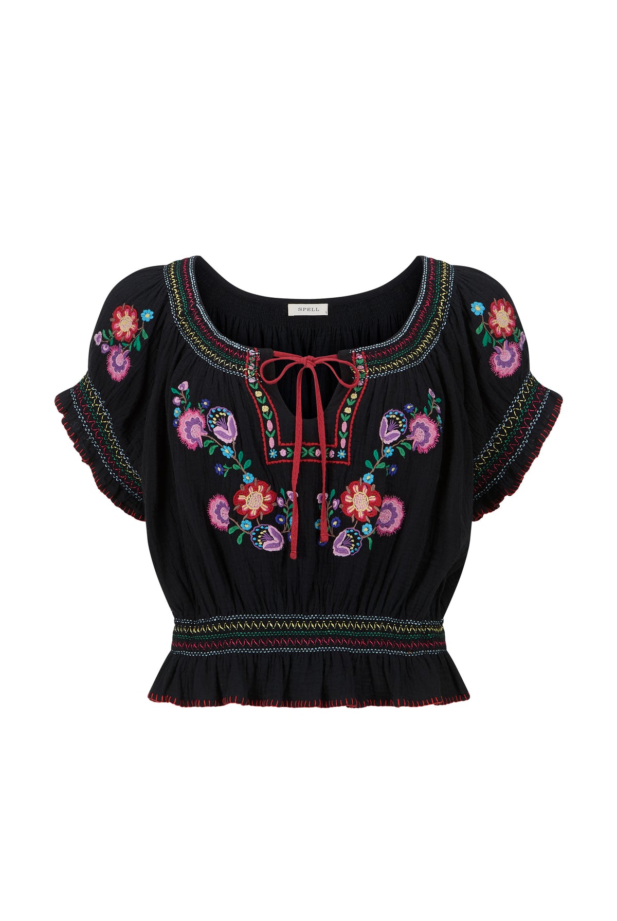 Spell Feliz Crop Blouse in Woodland Black