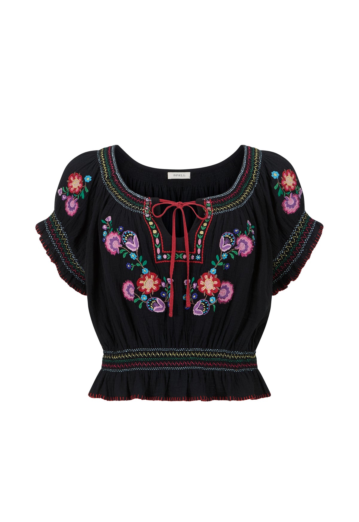 Spell Feliz Crop Blouse in Woodland Black