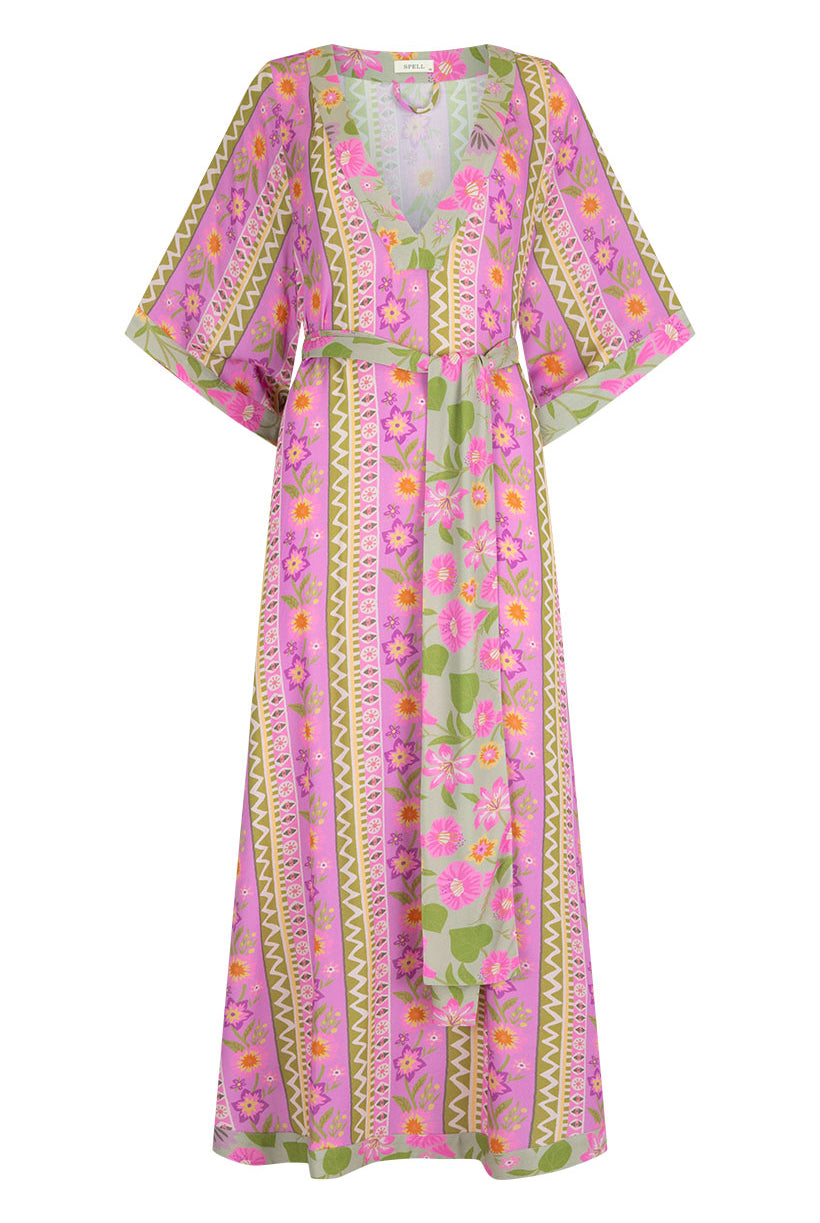 Pink Floral Gown with V neck from Spell Goldie Collection