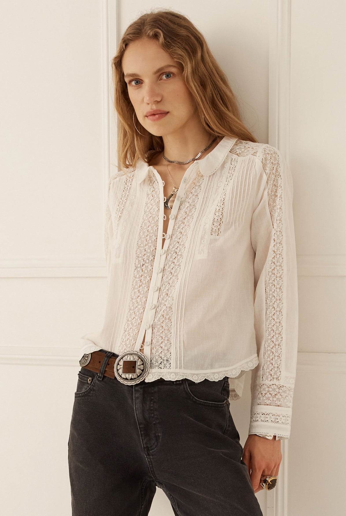 Spell Prairie Long Sleeve Blouse in Antique White