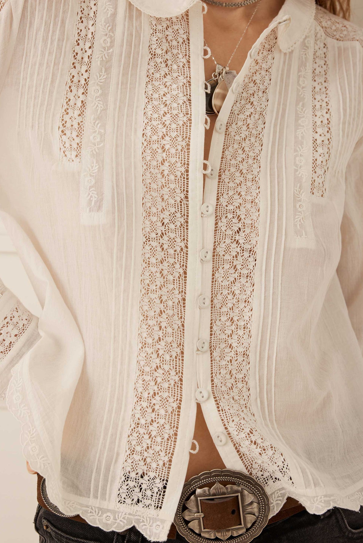 Spell Prairie Long Sleeve Blouse in Antique White