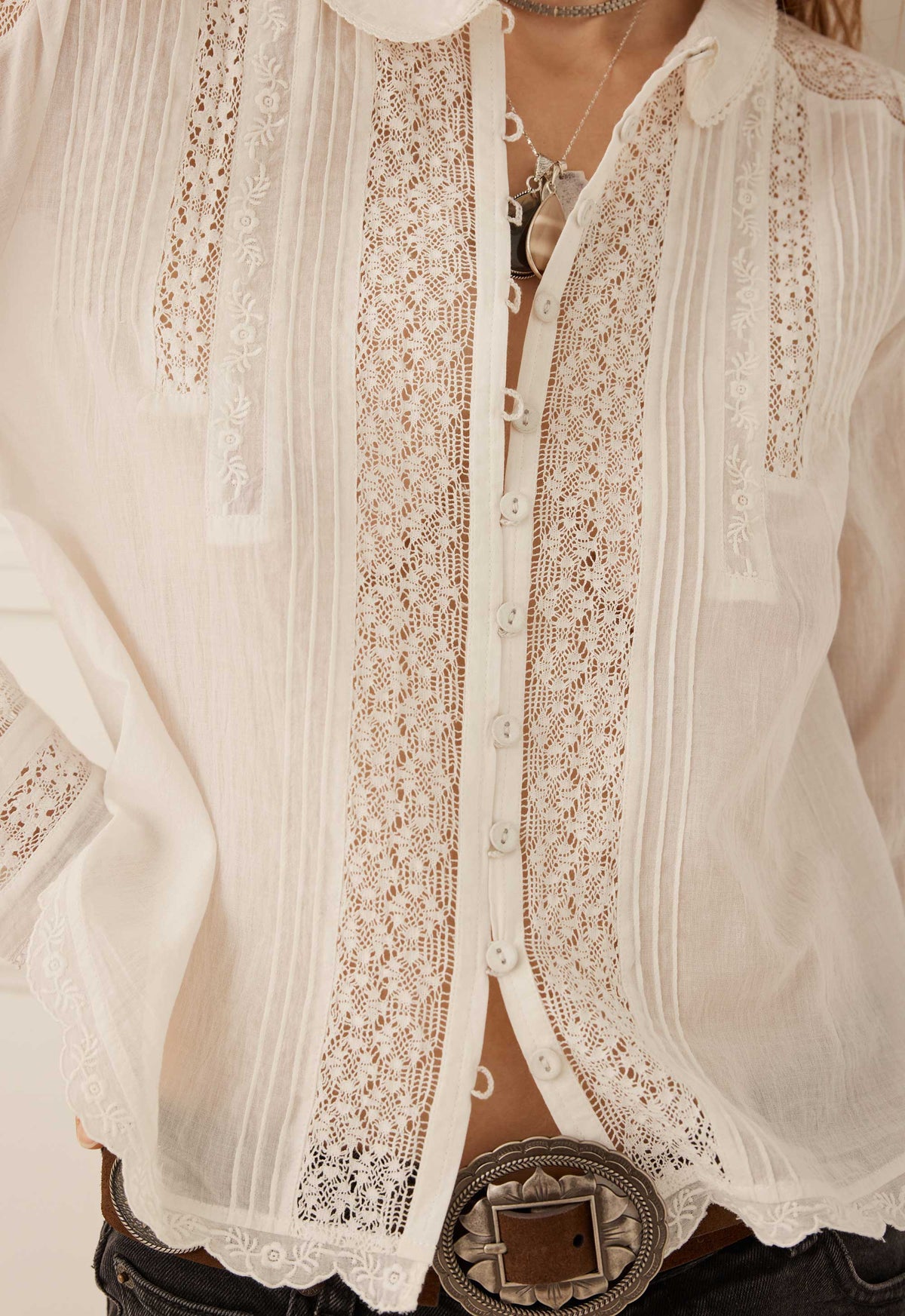 Spell Prairie Long Sleeve Blouse in Antique White