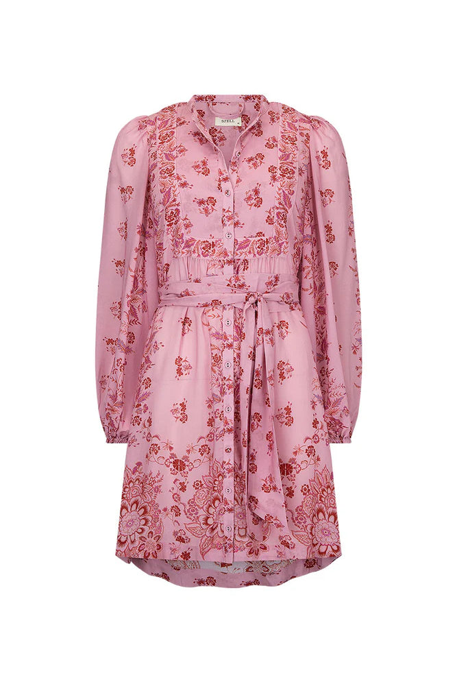 Pink Floral Tunic Dress with elasticated sleeve.