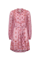 Pink Floral Tunic Dress with elasticated sleeve.