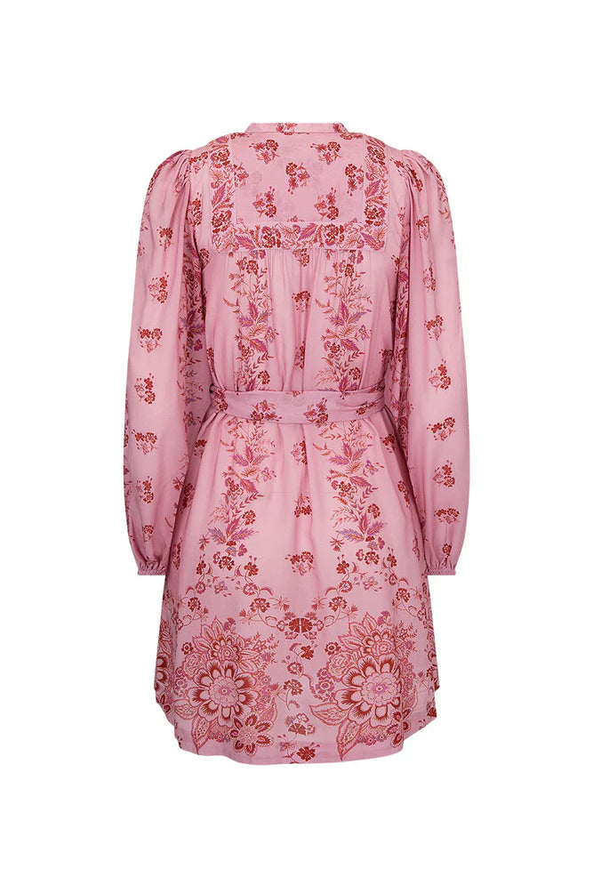 Pink Floral Tunic Dress with elasticated sleeve.
