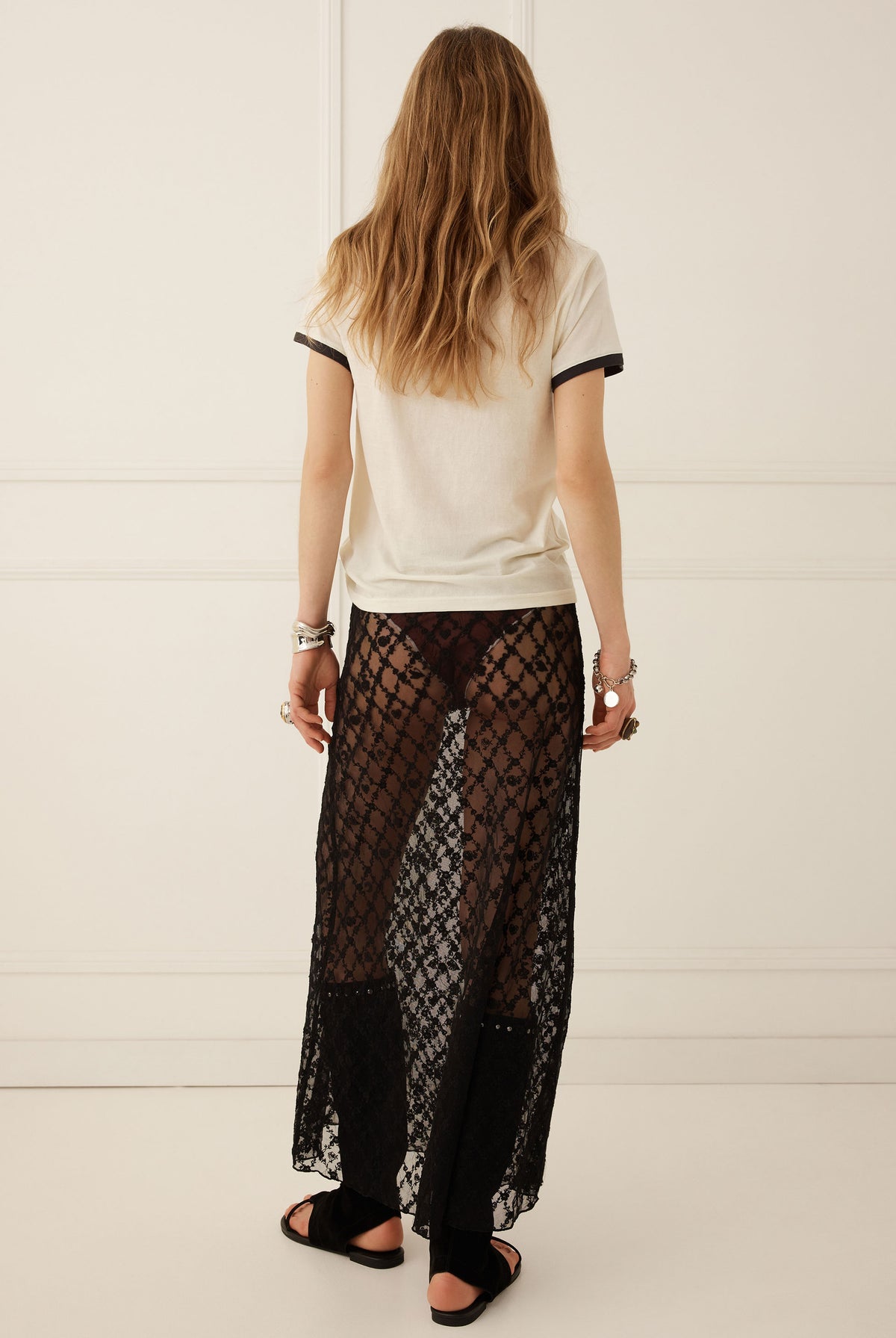 Spell Serpent Lace Maxi Skirt in Noir