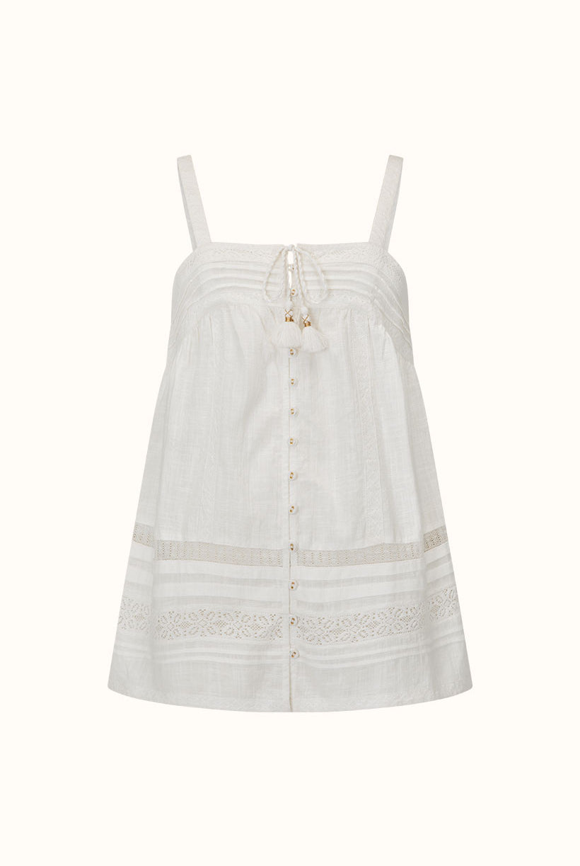 Spell Stevie Lace Cami in Camellia button through at front