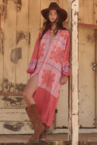 Printed Spell Sunshine Bandit Button Through Dress in cayenne red colourway