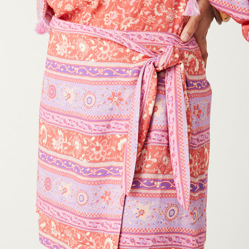 Wrap mini skirt from Spell in the Sunshine bandit cayenne colour print