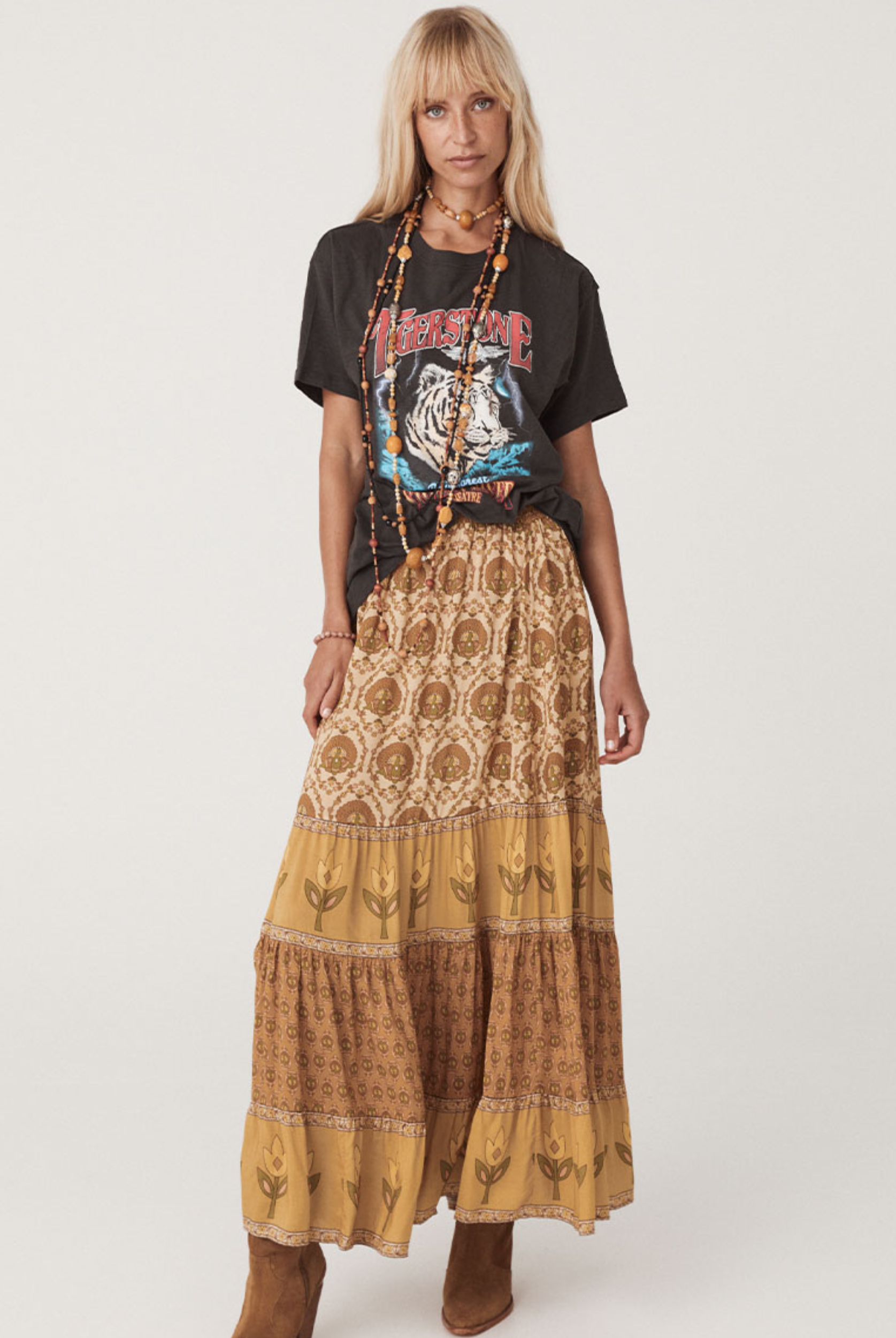 Spell Chateau Maxi Skirt in Champagne