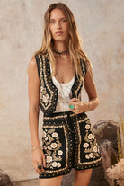 Remi embroidered vest in midnight from Spell