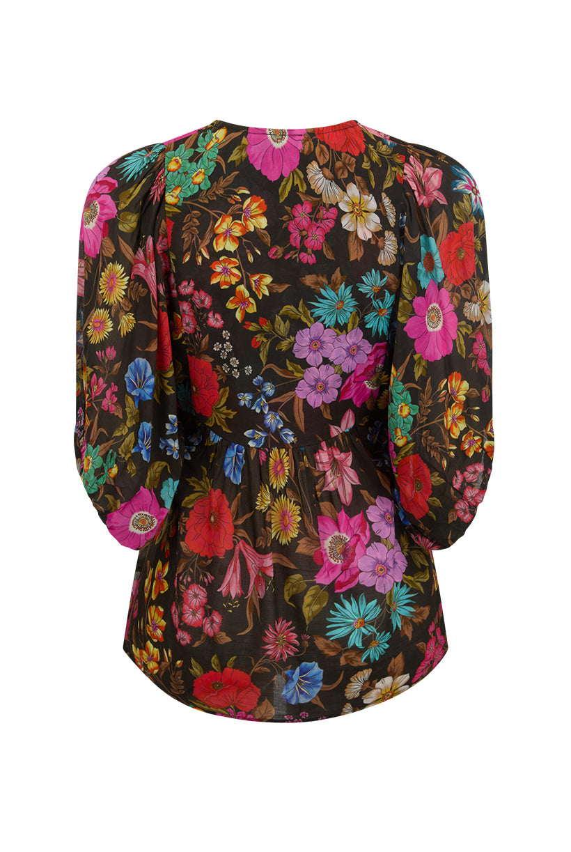 Floral patterned blouse on a white background