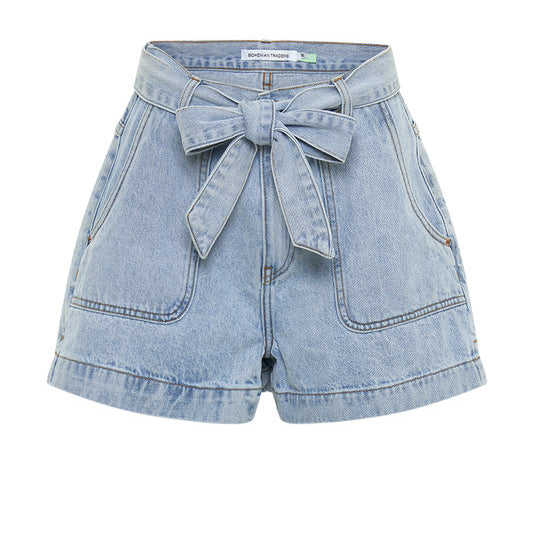 Light Blue Tailored Patch Pocket Short