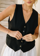 Black Linen Vest top from ESTL