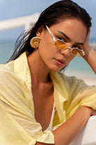 Tulum yellow cropped shirt in linen by Lokoa