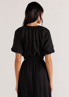 Black cropped top with matching skirt in cupro fabric from Staple the Label