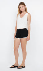 WHITE KNITTED STRIPE V NECK