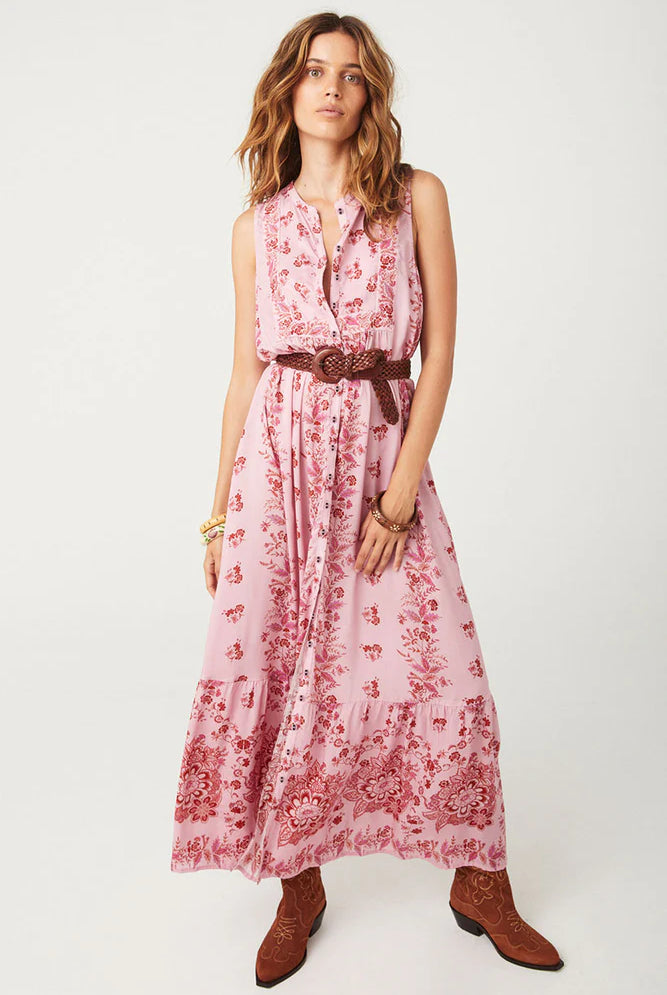 Spell Zinna sleeveless pink floral dress