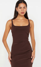 Karina Tuck Dress in Chocolate