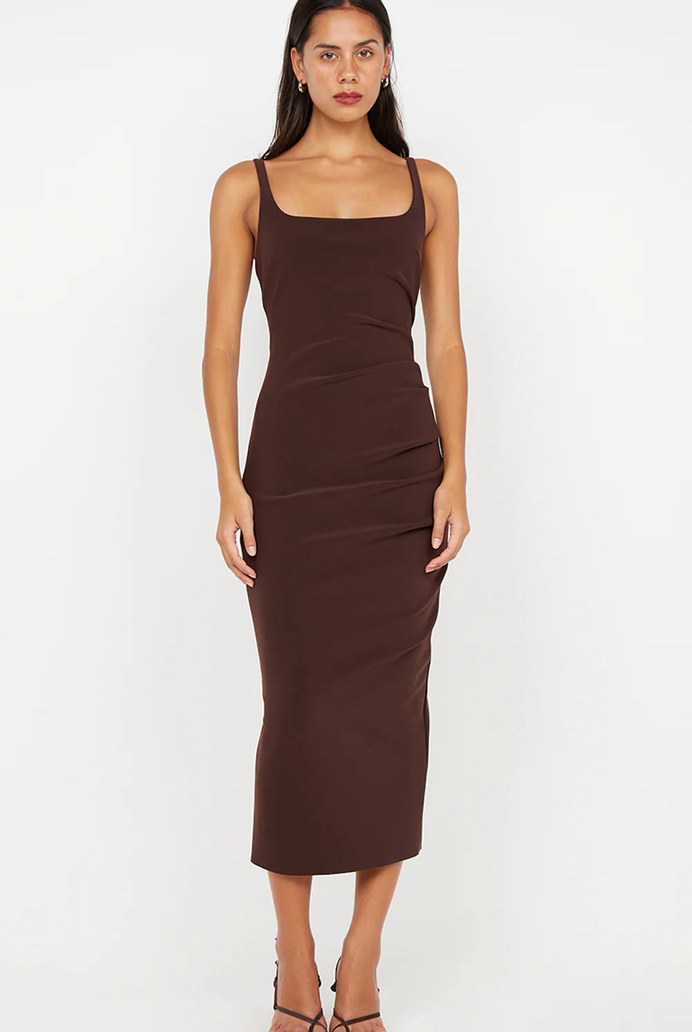 Karina Tuck Dress in Chocolate