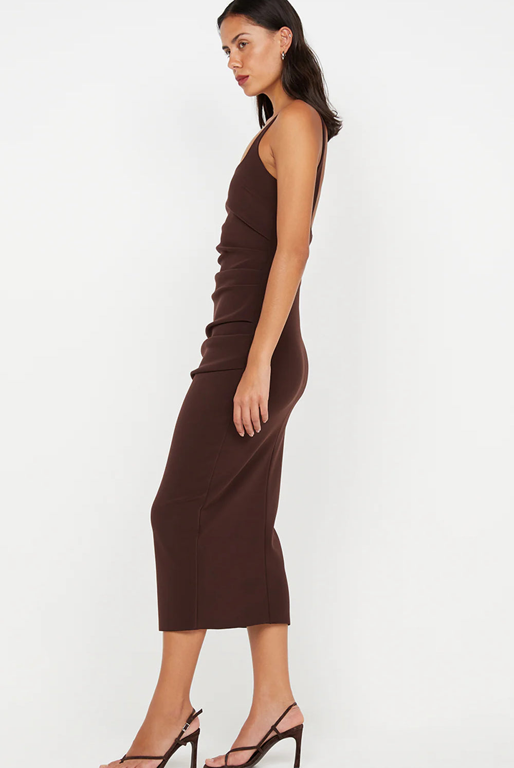 Karina Tuck Dress in Chocolate