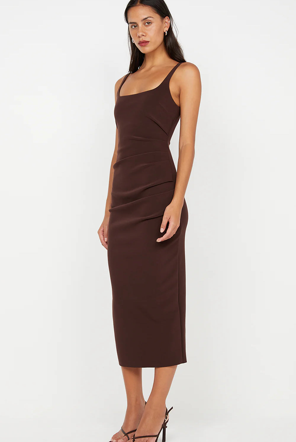 Karina Tuck Dress in Chocolate