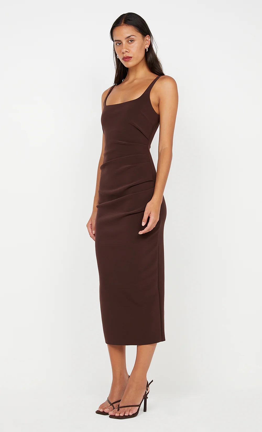 Karina Tuck Dress in Chocolate