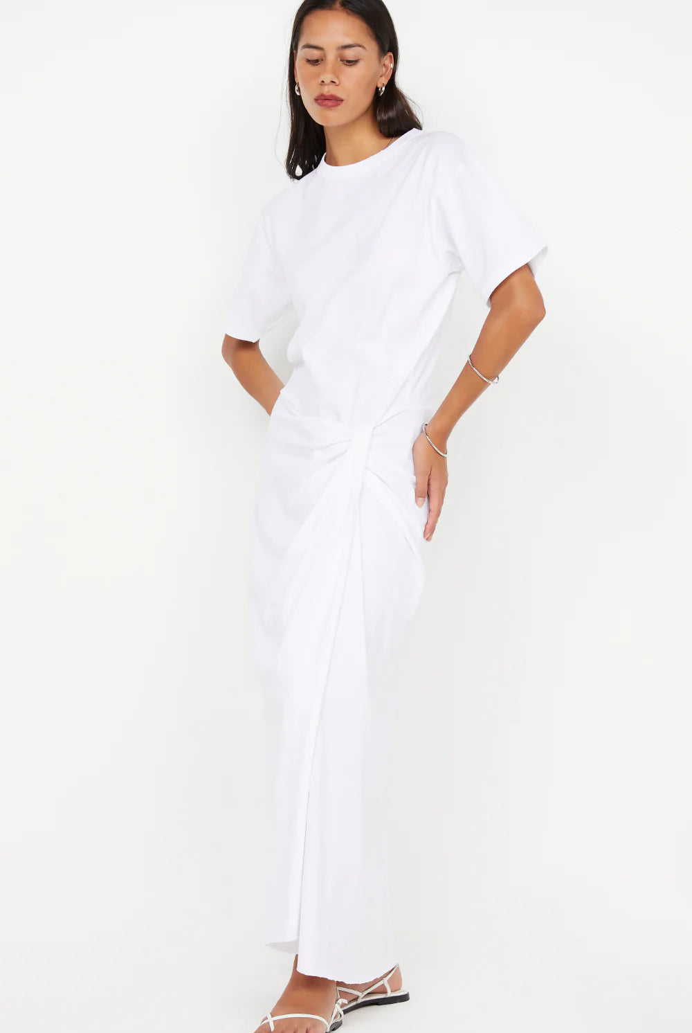 Simi white t shirt maxi dress with short sleeves