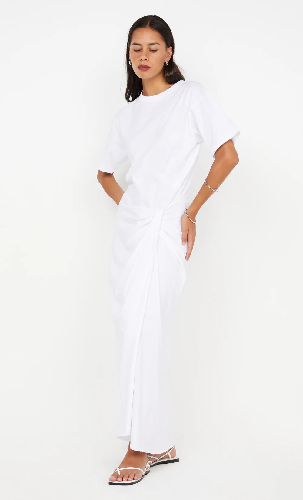 Simi white t shirt maxi dress with short sleeves