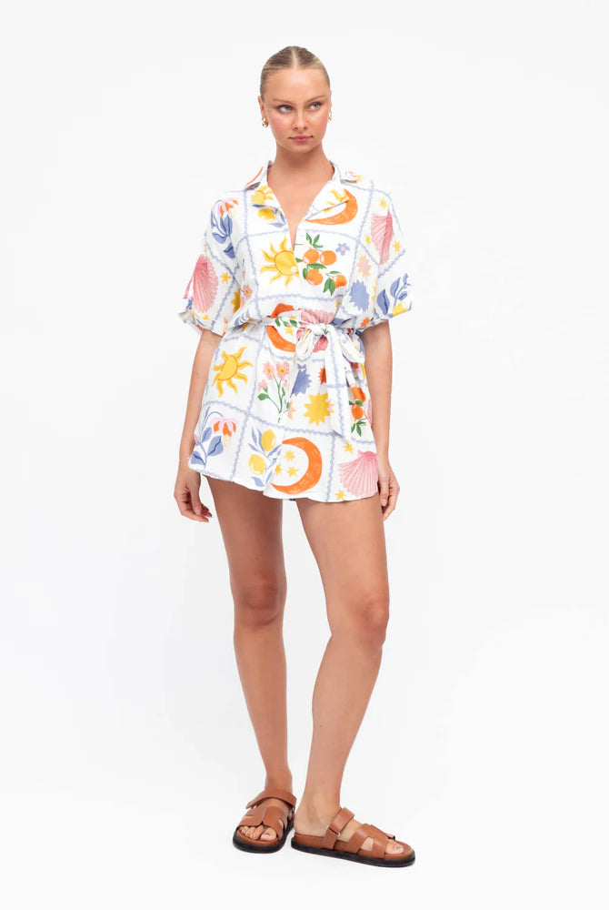 Costa Mini Dress from Paper Heart - printed shirt dress mini length