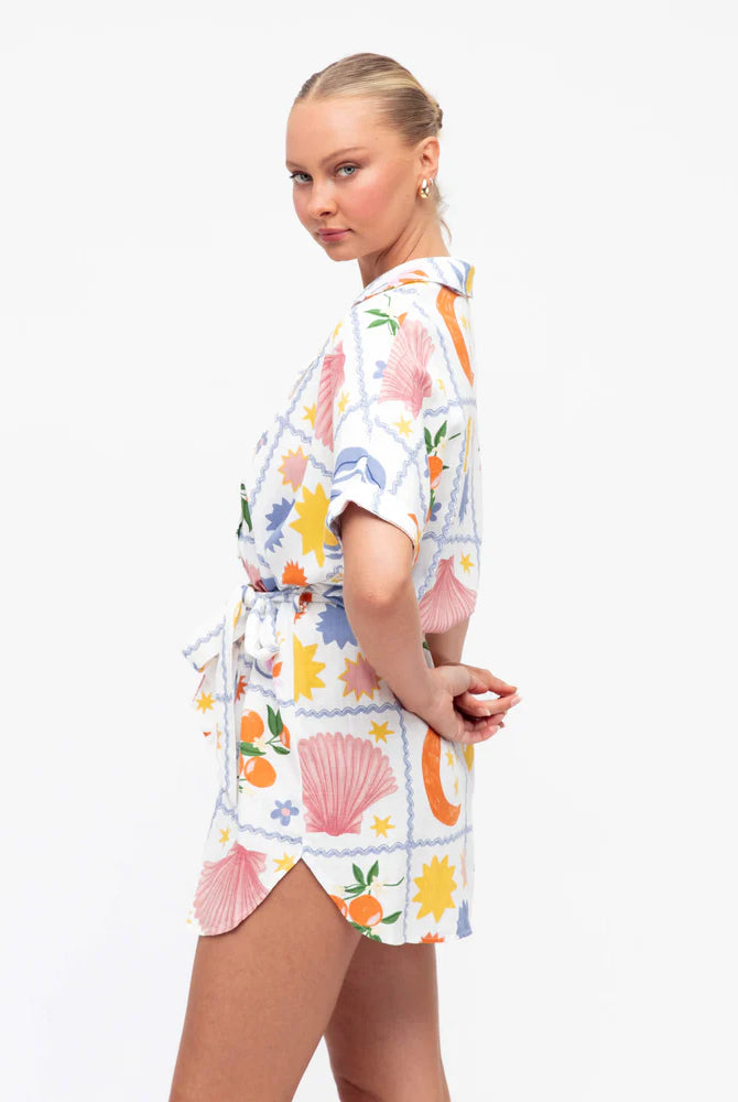Costa Mini Dress from Paper Heart - printed shirt dress mini length