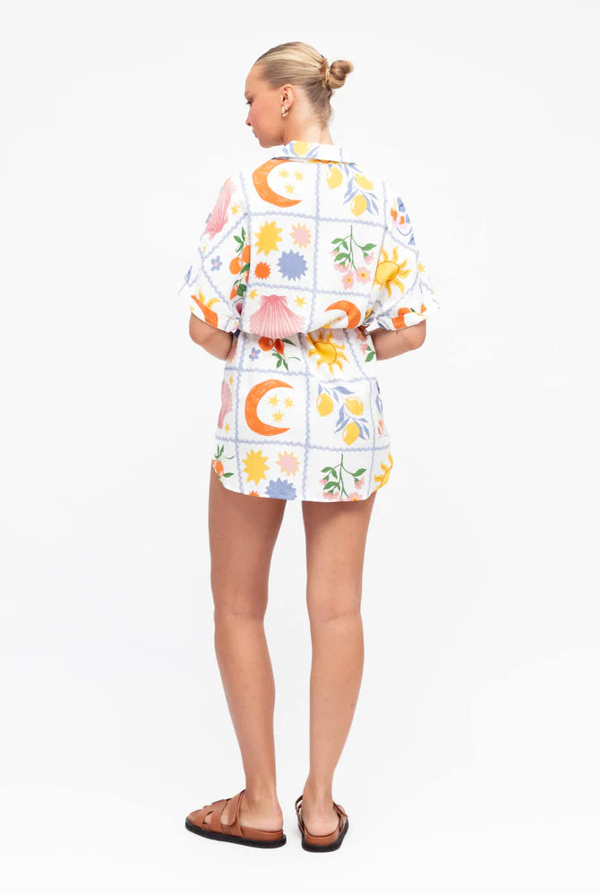 Costa Mini Dress from Paper Heart - printed shirt dress mini length