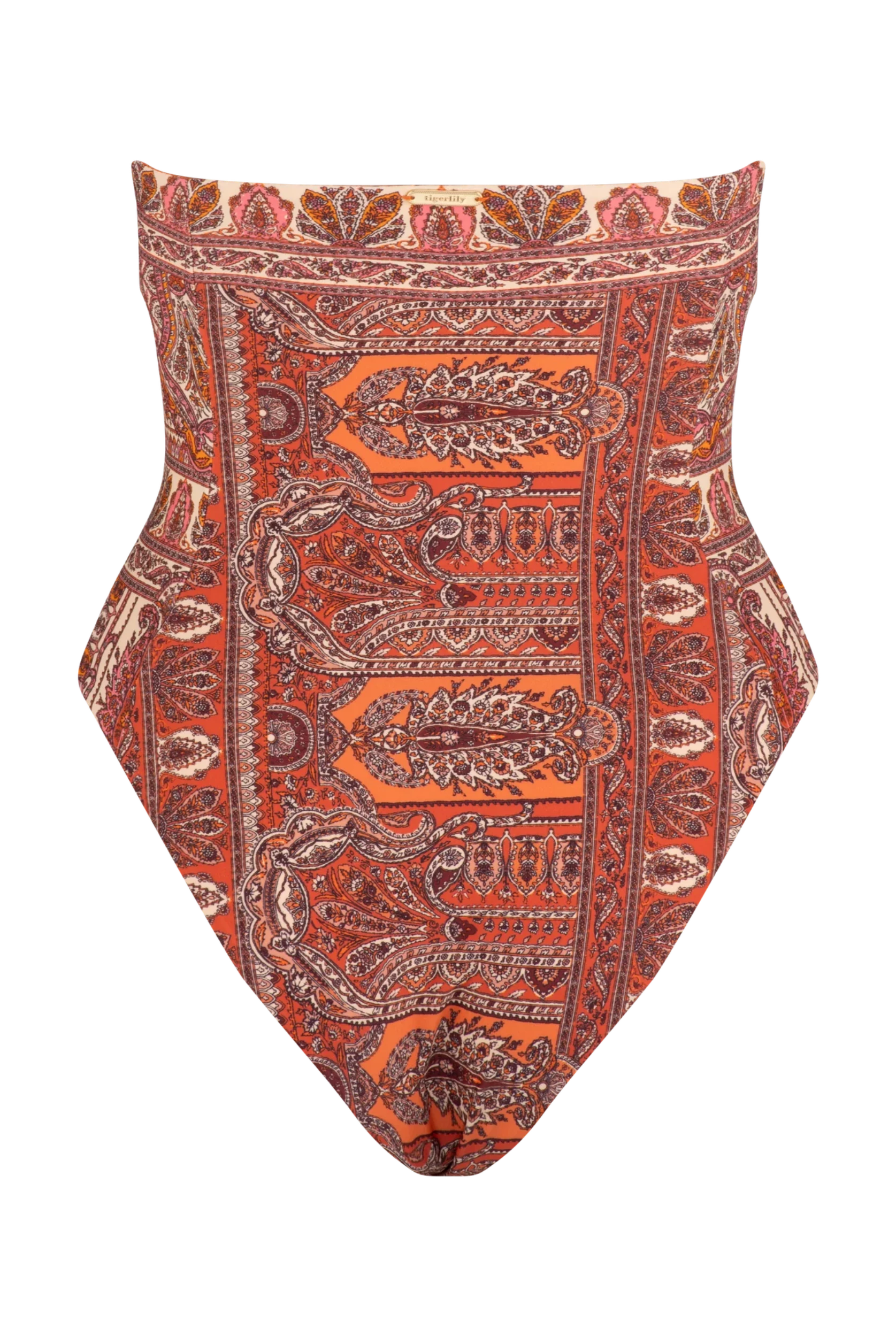 Strapless one piece in pasmina print