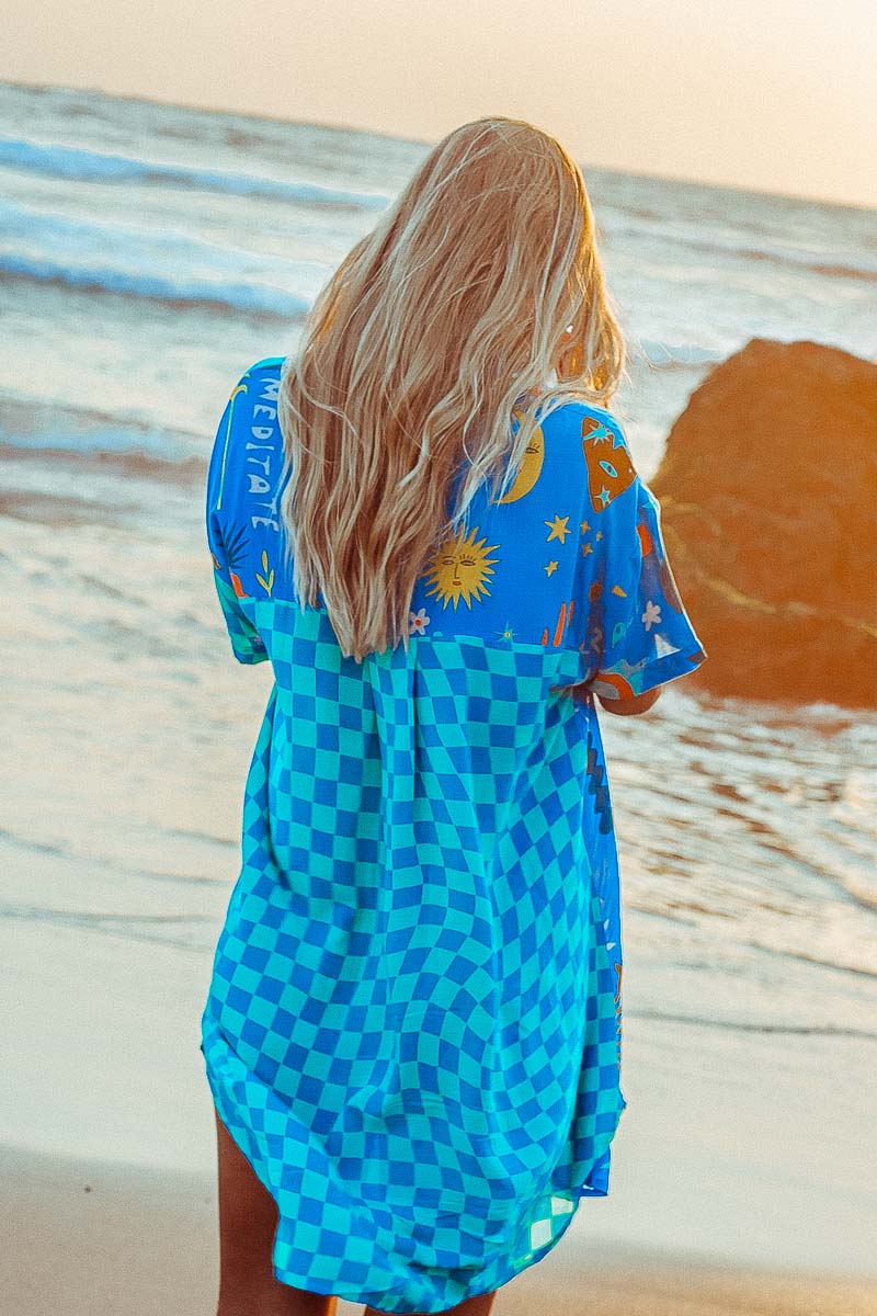 Palm Collective Love Peace Art Shirt Dress, print detail