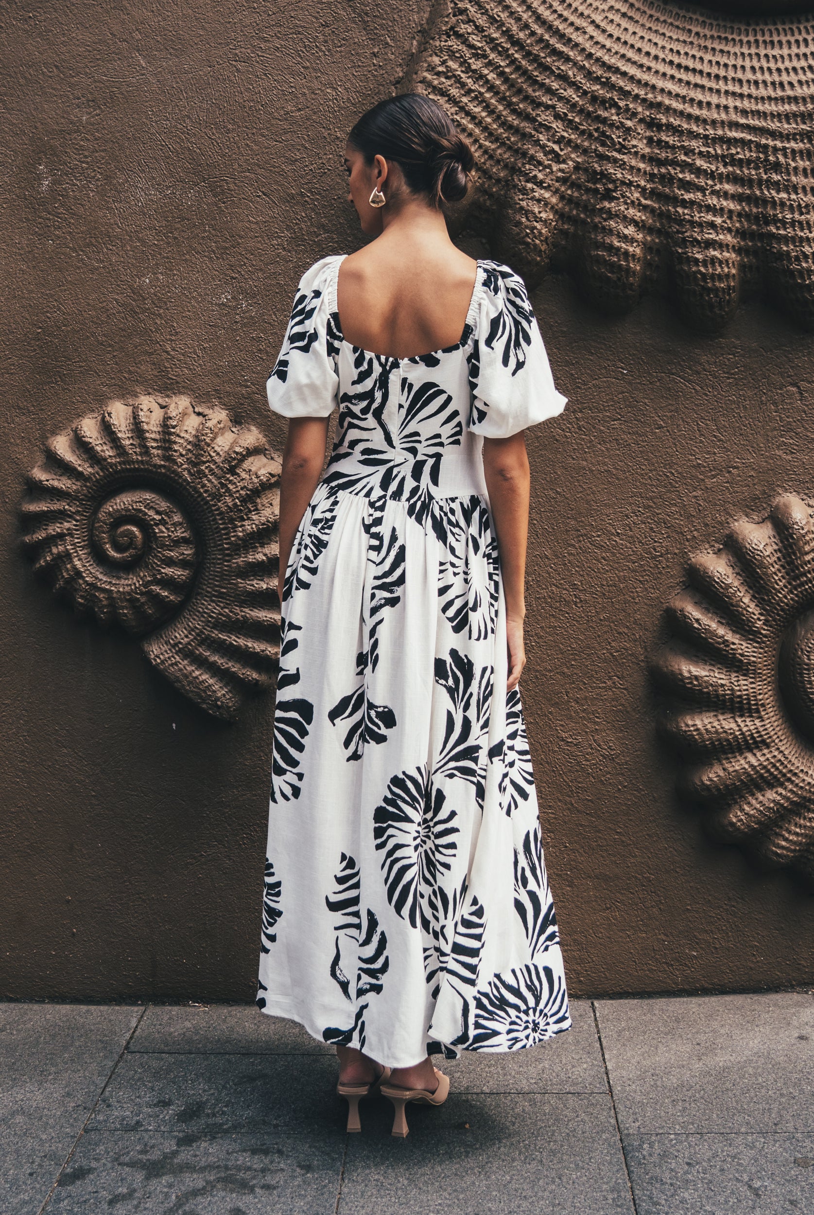 Black and white floral linen rayon dress from White Closet