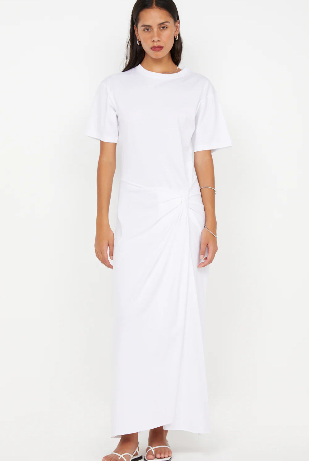 Simi white maxi dress with short sleeves
