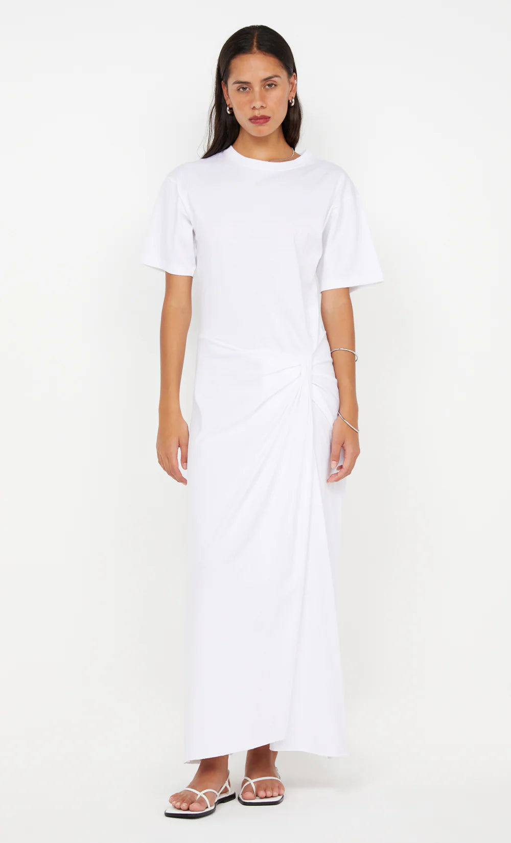 Simi white maxi dress with short sleeves