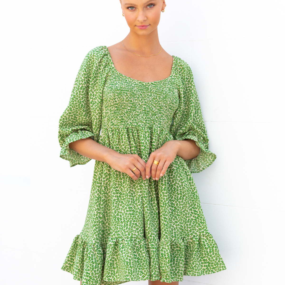 Patchwork Heart Layered Frill Short Dress main image 1
