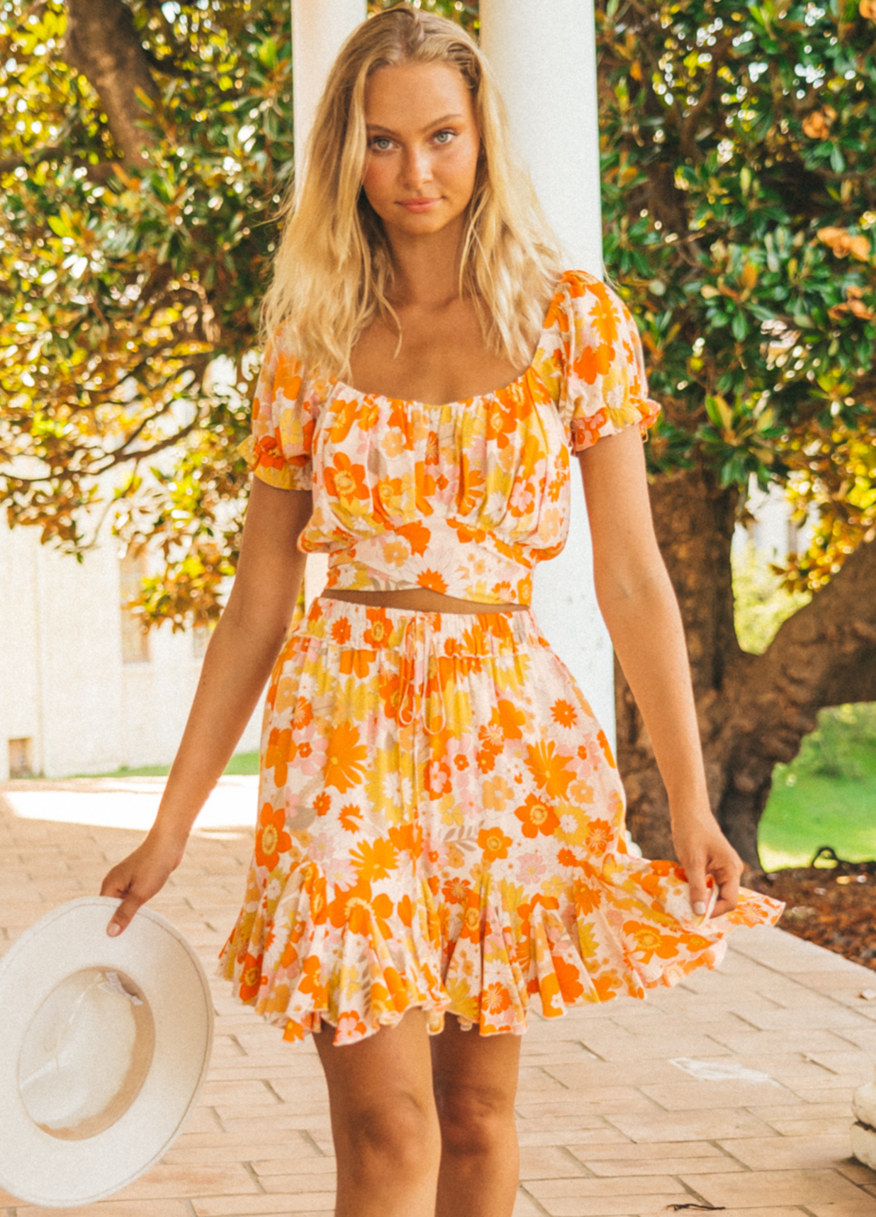 Blonde model wearing the Orla Set