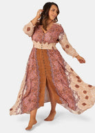 Model wearing the brown sugar maxi dress