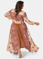 Model wearing the brown sugar maxi dress