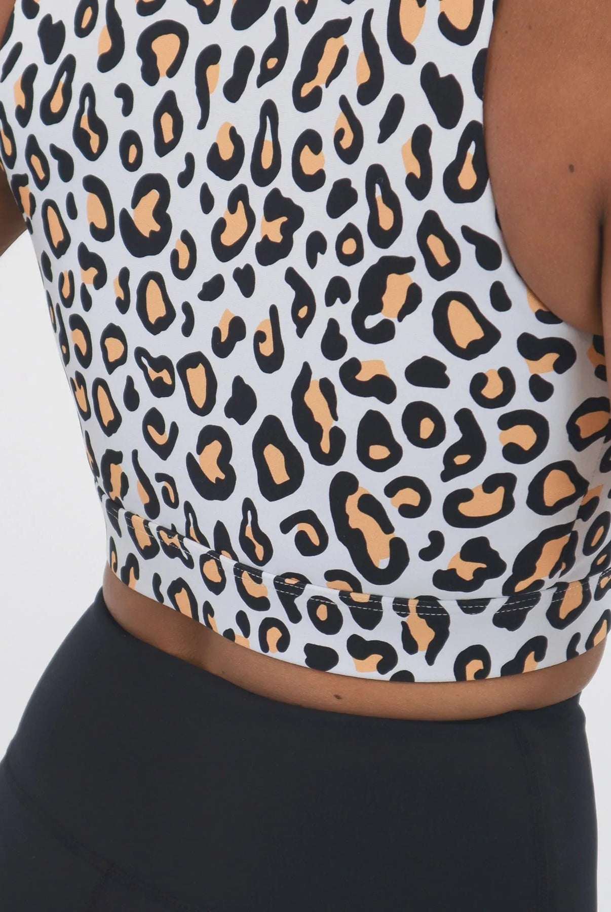 Leopard Print Active Crop with Centre Front Zipper