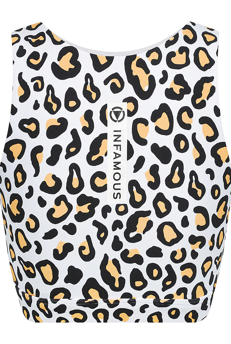 Leopard Print Active Crop with Centre Front Zipper