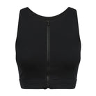 Black active crop top with centre front zip from Infamous Active