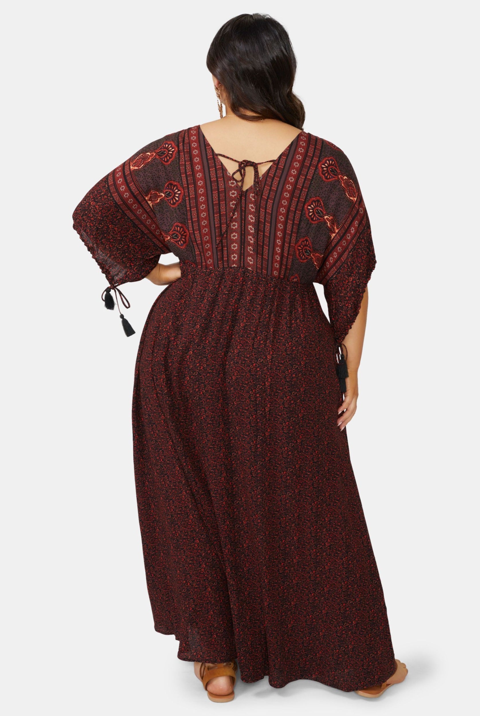 Curve Model wearing boho maxi dress
