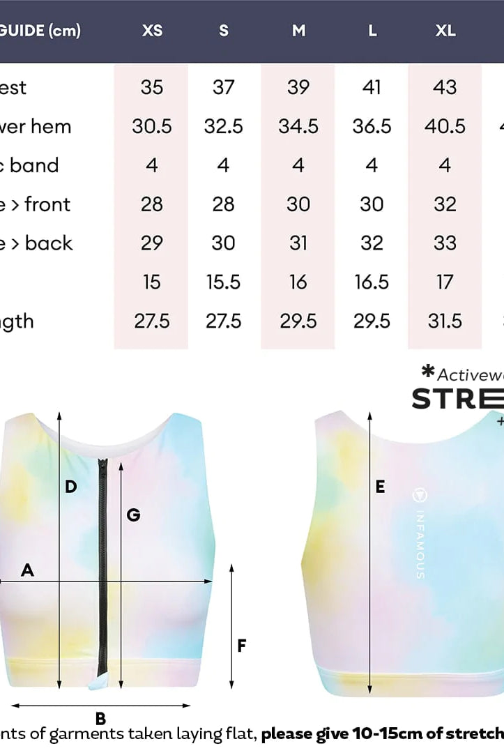 Black active crop top with centre front zip from Infamous Active