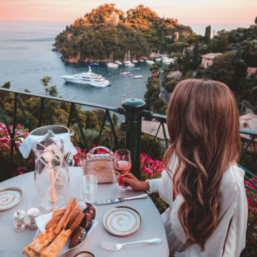 Girl enjoying the view on a European holiday