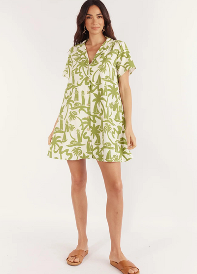 Girl and the Sun - Bliss Mini Dress - Lighthouse Print