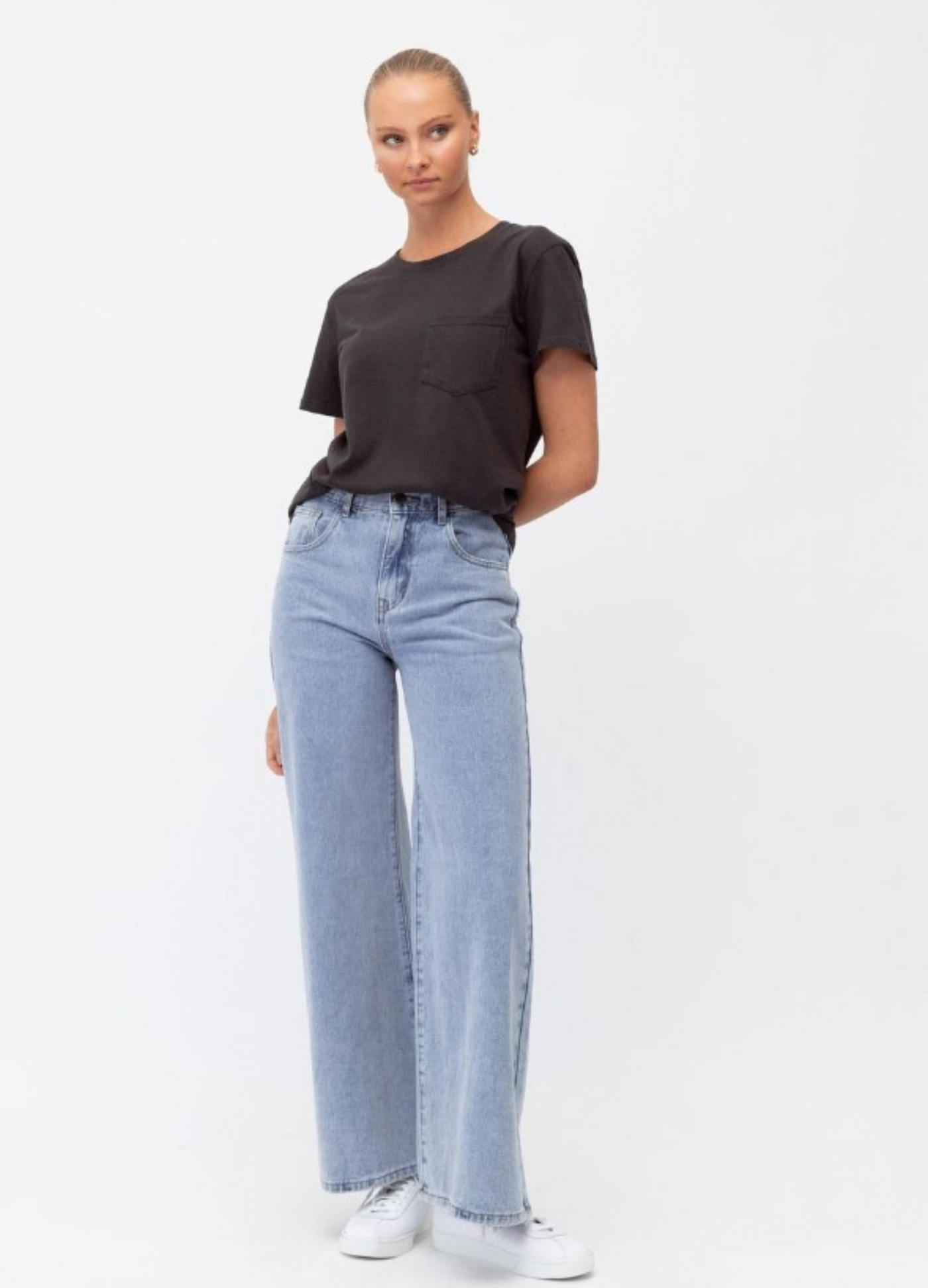Paper Heart - Short Sleeve Casual Pocket Tee - Washed Black