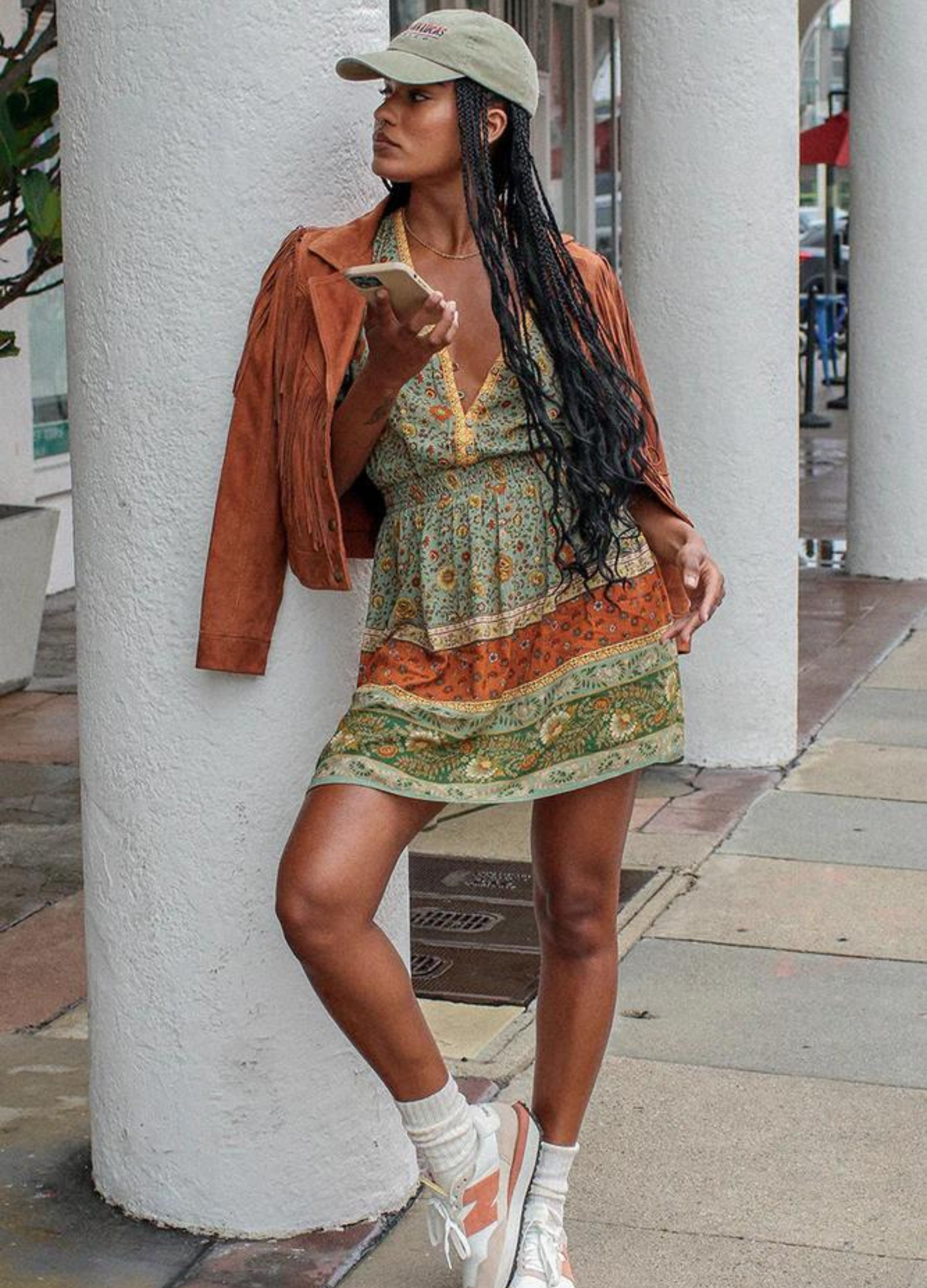 Lady untamed playdress with brown jacket and trainers